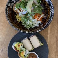 Buddha Bowl and summer rolls (vegan)   at Whatever in Tampere