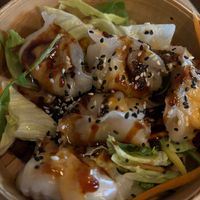 Starter. Ha Cao Chay. Steamed dumpling filled with vegetables, vegan chicken, sesame and soy sauce.  at Mama Vegan in Berlin