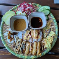 Lovely sampling of fried dishes at Mama Vegan in Berlin