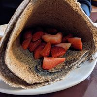 Strawberry maple buckwheat crepe at Le Casse-Crêpe Breton in Quebec