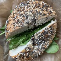 Everything Bagel w/Vegan Cream Cheese & Spinach  at Bear's Cup in Bolton Landing