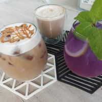 Hot and iced caramel, and magenta lemonade at Sauce Tree Kuta in Kuta