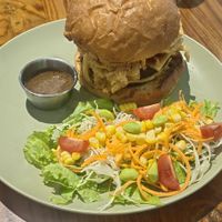 Double Cheese burger with salad at Sauce Tree Kuta in Kuta