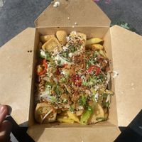 Satay tofu loaded fries  at Hello Oriental in Manchester