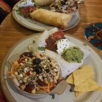 Vegan burrito and mixed salad at Chesters Restaurant and Bar  in Worcester