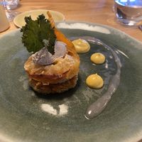 Potato 🥔 tarte  with apple and Calvados sauce  at L'Âne Têtu in Desaignes