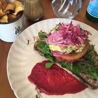 Beetroot burger made vegan  at Miolo in Lisbon