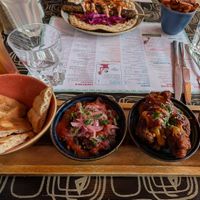 3 tapas plates for £13.50, black bean and sweetcorn, bang bang cauliflower and hummus at Lounges - Bonito Lounge in Bognor Regis