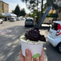 Pistachio + dark chocolate   at Gelateria Mille Voglie in Parma