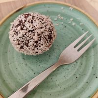 Vegan coconut chocolate ball at Rebelle Cafe Bakery Bistro in Turku
