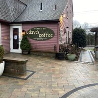 Lots of eclectic outdoor seating  at Dave's Coffee in Charlestown
