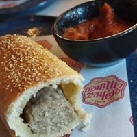 Worstenbroodje met dip at Chez Minée in Den Bosch