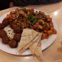 Vegan brekkie plate at Falafel Place in Winnipeg