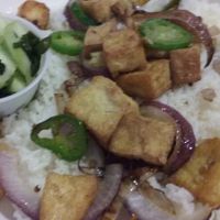 Ginger tofu with rice. at Jenni's Noodle House - S Shepherd in Houston