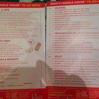 take out menus at Jenni's Noodle House - S Shepherd in Houston
