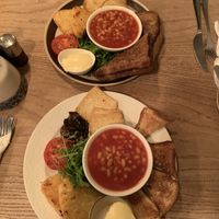 Vegan & GF breakfast (front) & vegan breakfast (back)  at Mooch in Hebden Bridge