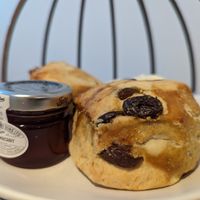 Vegan scones and vegan clotted cream at Hamilton's Tea House in Farnham