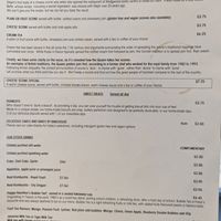 Food menu October 2022 at Hamilton's Tea House in Farnham