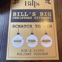 Scratch card came with the bill  at Bill's in Manchester
