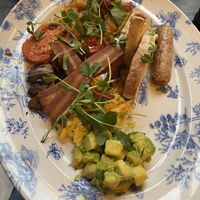 The Plant Plate (with baked beans swapped for avocado)  at Bill's in Manchester