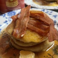 Vegan bacon pancakes  at Bill's in Manchester