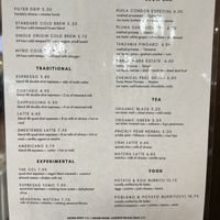 Menu  at PHX - Cartel Coffee Lab - Phx Sky Harbor - T4 in Phoenix