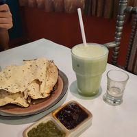 Papadum and coconut yogurt lassi at Kashmir in Taguig
