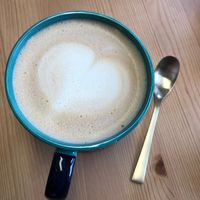 Delicious oat milk latte! at Just My Cuppa' in Yeadon