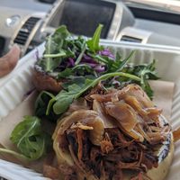 BBQ Pulled porc sandwich w/ GF bun at La Jenelle Natural Cafe in Oxnard