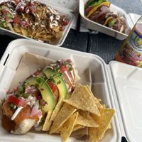 Wet burrito, nard nachos and black bean burger    at La Jenelle Natural Cafe in Oxnard