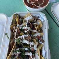 nard nachos and tomato soup (soup of the day bowl)  at La Jenelle Natural Cafe in Oxnard