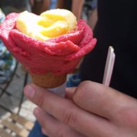 Helado Mandarina y Frambuesa at Amorino in Carcassonne
