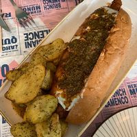 Choripan at Distrito Vegano Invernadero in Madrid