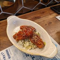 asian sour sweet chicken at Distrito Vegano Invernadero in Madrid