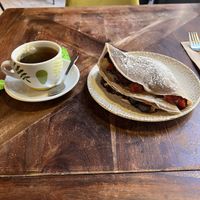 Chocolate crepe with berries  at Distrito Vegano Invernadero in Madrid