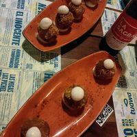 Croquetas... Very delicious! at Distrito Vegano Invernadero in Madrid