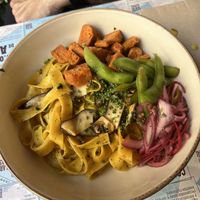 Dry Ramen, had a seafood taste  at Distrito Vegano Invernadero in Madrid