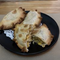 Sweetcorn & vegan cheese empanadas   at Good Mood in Santa Pola
