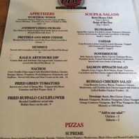 Menu at Bluegrass Brewing Company in Louisville
