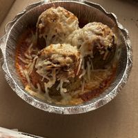 Vegan meatballs with cheese  at Umberto's of Oyster Bay in Oyster Bay