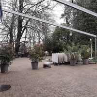 Outdoor seating (in winter) at Belvoirpark in Zurich