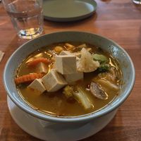 Vegan Khao Soi (noodles in coconut milk curry)  at Pai - Uptown in Toronto