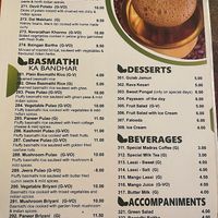 Menu (July 2023) at Saravanaa Bhavan in Rome
