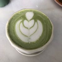 Hot matcha with almond milk at Pure Boutique in Canggu