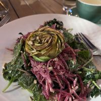 Seared avocado salad and gold milk  at Piedmont Cafe in El Paso