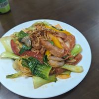 Fried noodles with veg and soy chicken at Tinh Tam Vegan in Hue