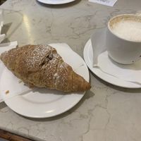 Vegan apricot croissant and soy cappuccino  at Pasticceria Rosa Salva in Venice