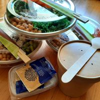 Poke, miso soup, and gyoza from delivery at Poke bistro - Avion in Bratislava