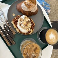 Lotus biscuit croissant and nut waffle   at Nuldam Space - 널담은공간 경복궁점 in Seoul