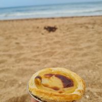Vegan pastel de nata at O Ninho Café in Lagos